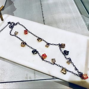 Betsey Johnson Dark Gray Love Cube Heart Necklace